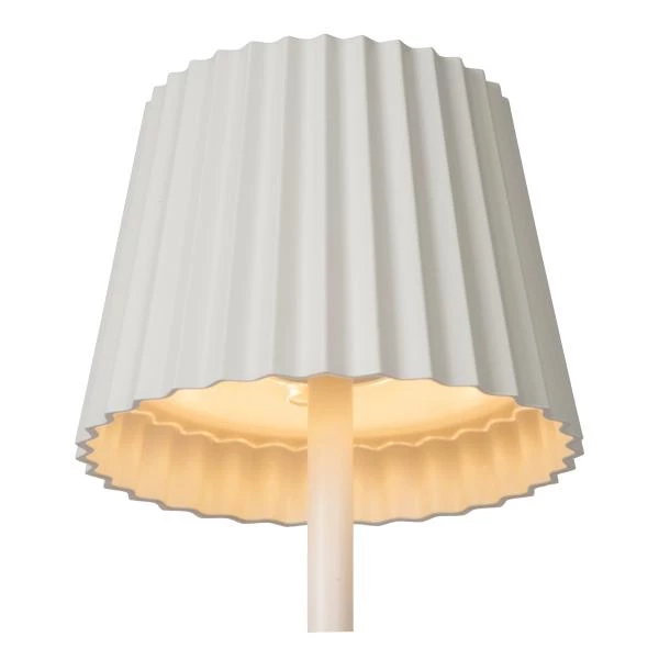 Lucide JUSTINE - Lampe de table Rechargeable Intérieur/Extérieur - Batterie/Piles - LED Dim. - 1x2W 2700K - IP54 - Avec station de charge sans fil - Blanc - détail 4